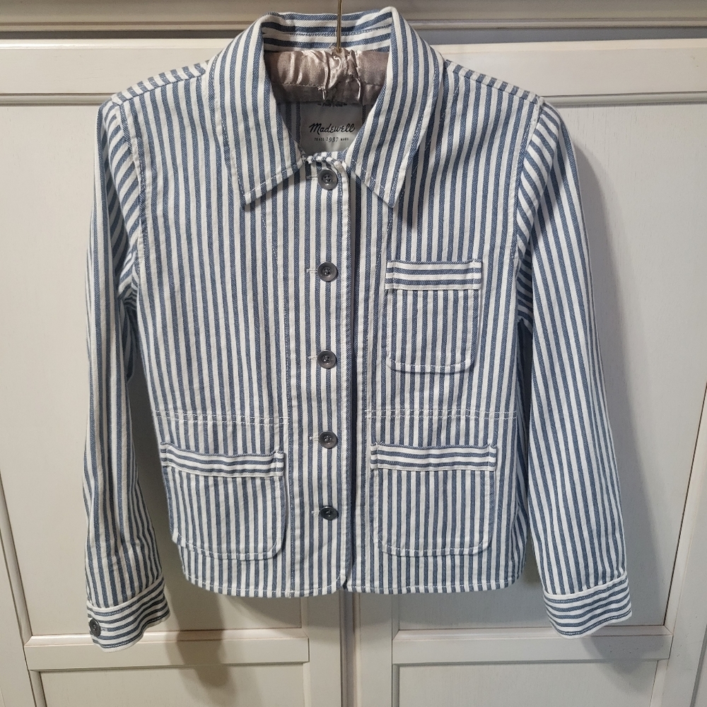 Madewell Blazer Jacket in Poppy Stripe NWT size xs
